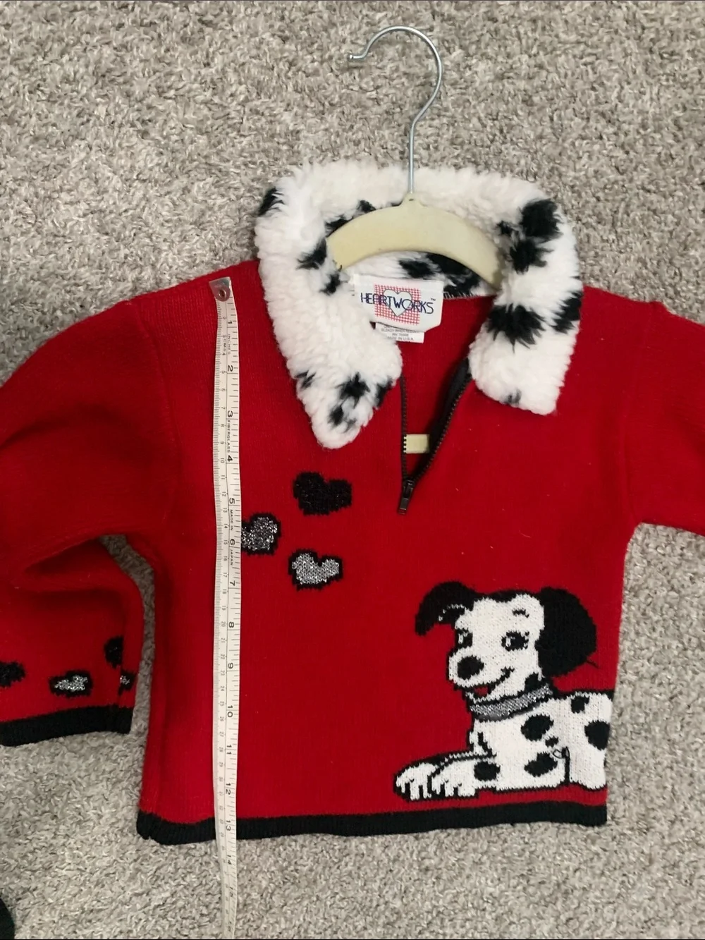 Vintage Heartworks Kids Red Dalmatian Collared Sweater